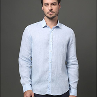 Camisa Masculina Cannes Linen Calvin Klein - Azul Claro Camisa Masculina Cannes Linen Calvin Klein Azul Claro 6