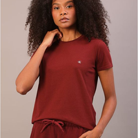 Camiseta Manga Curta Feminina Logo Calvin Klein Bordado - Bordo Camiseta Manga Curta Feminina Logo Calvin Klein Bordado Bordo m