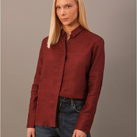 Camisa Calvin Klein Feminina Linho Lisa - Bordo Camisa Calvin Klein Feminina Linho Lisa Bordo 42
