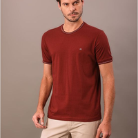 Camiseta Manga Curta Calvin Klein Masculino Gola Com Frisos - Bordo Camiseta Manga Curta Calvin Klein Masculino Gola Com Frisos Bordo g