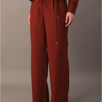 Calça Calvin Klein Feminino Com Cós Transpassado Com Amarração - Ferrugem Calça Calvin Klein Feminino Com Cós Transpassado Com Amarração Ferrugem 40