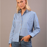 Camisa Manga Longa Calvin Klein Jeans Feminino Listrado Exclusivo - Azul Claro Camisa Manga Longa Calvin Klein Jeans Feminino Listrado Exclusivo Azul Claro 44