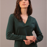 Blusa Manga Longa Calvin Klein Feminina Decote v de Malha - Verde Médio Blusa Manga Longa Calvin Klein Feminina Decote v de Malha Verde Médio p