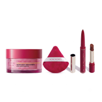 Combo Niina Secrets: Esponja Pink Puff + Creme Skin Overnight 45g + Batom Duo Avelã 1,65g