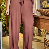 Calça Pijama Pantalona Básica Chocolate