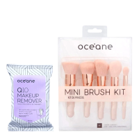 Kit Océane Q10 Makeup Lenço Demaquilantee E Mini Kit Com 5 Pincéis (2 Produtos)