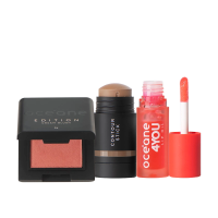 Kit Océane Edition Mini Blush Caramel Contorno Marrom Médio E Lip Oil Punch (3 Produtos)