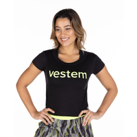 Blusa Feminina Manga Curta Cropped Vestem Force