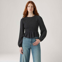 Blusa Levi's® Fleur Smocked Preta Manga Longa - XS USA | PP BR