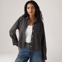 Camisa Levi's® Cropped Harlie Preta Manga Longa - XS USA | PP BR