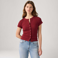 Blusa Levi's® Rory Button Through Vinho Manga Curta - XS USA | PP BR