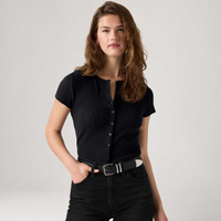 Blusa Levi's® Rory Button Through Preta Manga Curta - XS USA | PP BR