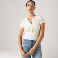 Blusa Levi's® Dry Goods Pointelle Henley Manga Curta Cru - XS USA | PP BR