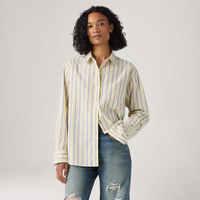 Camisa Levi's® Harlie Boyfriend Listrada Amarelo Claro Manga Longa - XS USA | PP BR