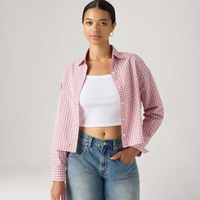 Camisa Levi's® Cropped Harlie Xadrez Rosa Manga Longa - XS USA | PP BR