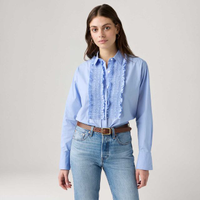 Camisa Levi's® Harlie Tuxedo Ruffle Azul Claro Manga Longa - XL USA | GG BR