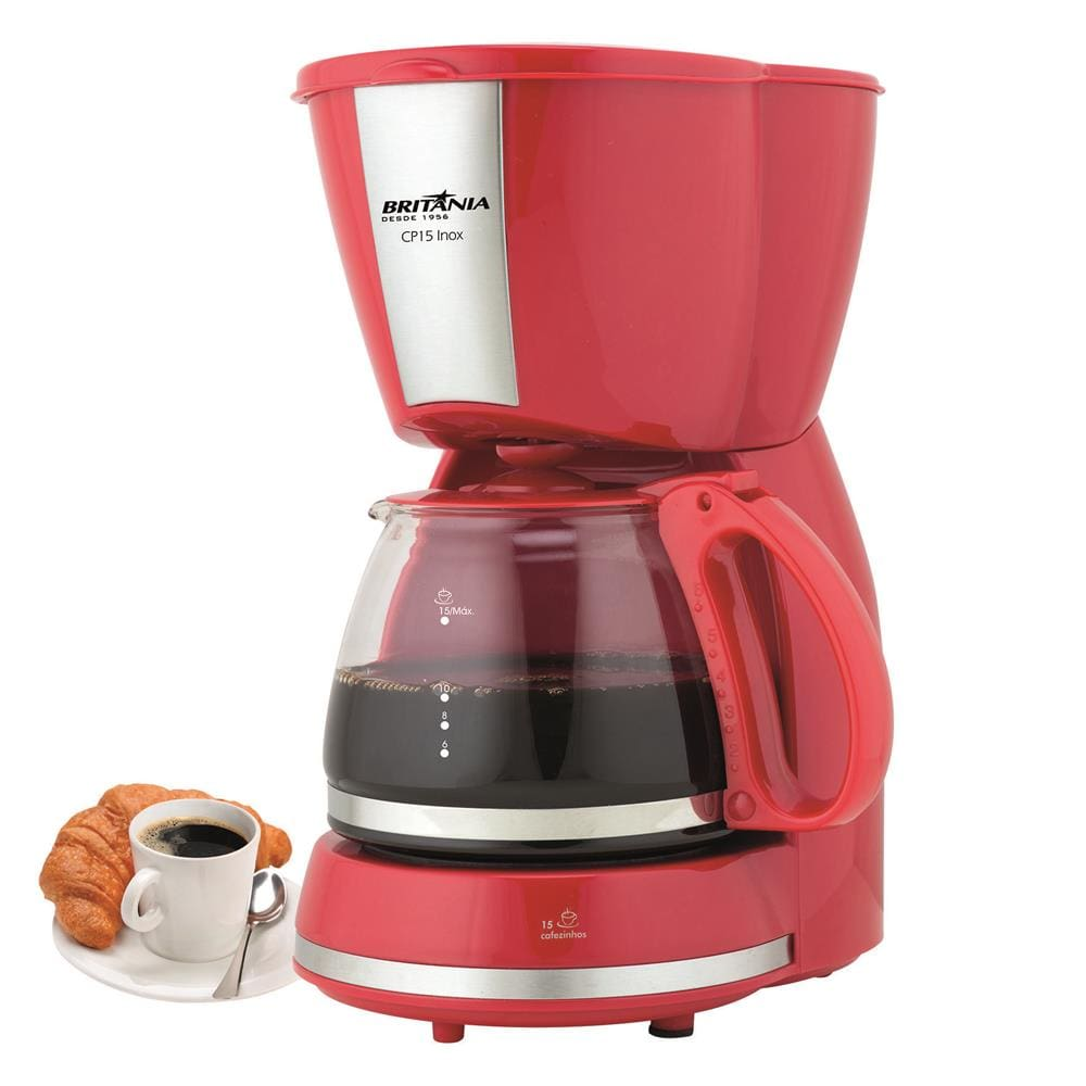 Cafeteira Elétrica Britânia CP15 15 Xícaras - Vermelha/Inox - 220v Cafeteira Elétrica Britânia CP15 15 Xícaras - Vermelha/Inox - 220v