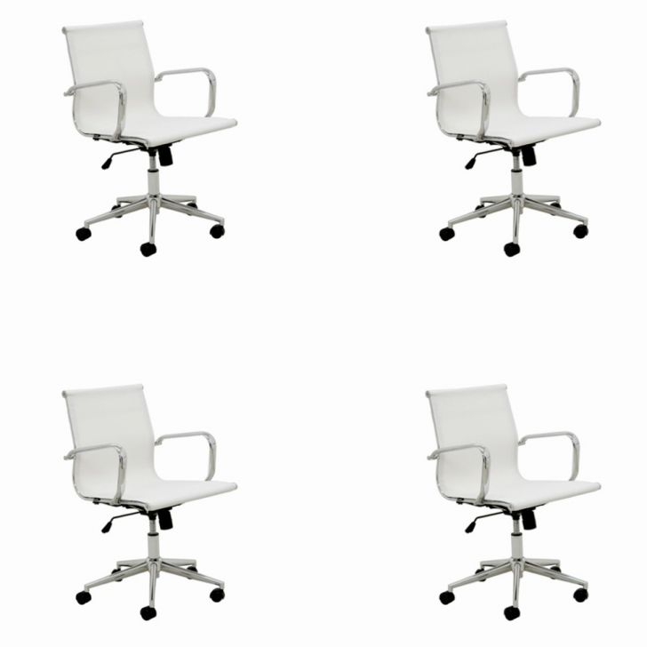 Conjunto Com 4 Cadeiras De Escritório Sevilha Ii Branco Conjunto Com 4 Cadeiras De Escritório Sevilha Ii Branco