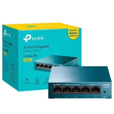 Switch 5 Portas TP Link LiteWave Case Metal Gigabit 10/100/1000Mbps - LS105G