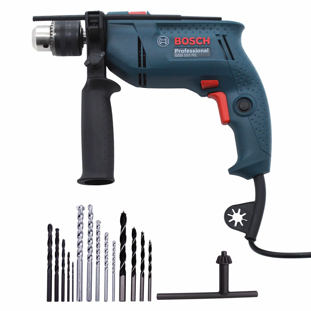 Furadeira de Impacto Rev. Variável 1/2" 550W Gsb 550 Re Bosch - 220V Furadeira de Impacto Rev. Variável 1/2" 550W Gsb 550 Re Bosch - 220V
