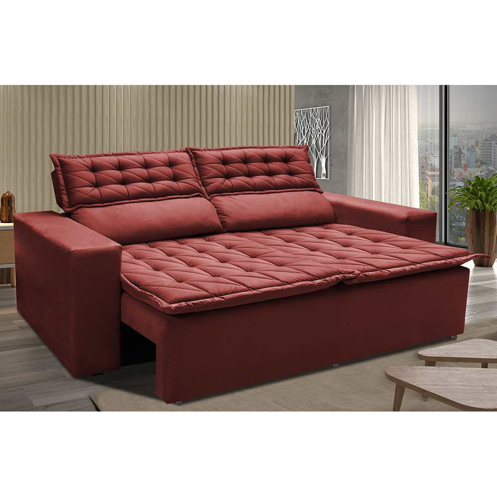 Sofá Retrátil e Reclinável Cama inBox Slim 1,50m Tecido Suede Velusoft Vermelho Sofá Retrátil e Reclinável Cama inBox Slim 1,50m Tecido Suede Velusoft Vermelho