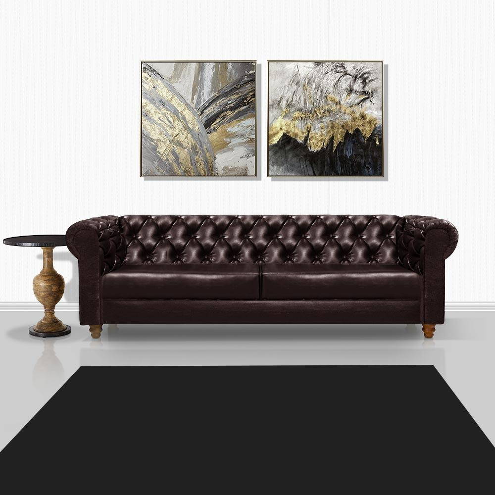Sofá 2,60M Chesterfield Capitonê Living Corino Art Estofados Viena Marrom Sofá 2,60M Chesterfield Capitonê Living Corino Art Estofados Viena Marrom