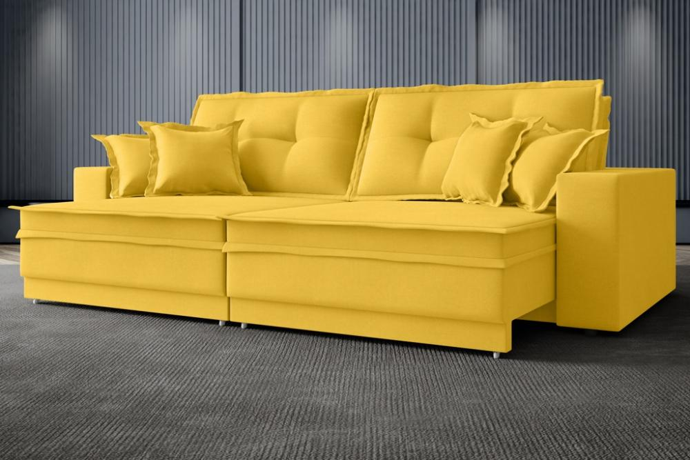 Sofá Palermo 2,00m Retrátil e Reclinável Velosuede Canario - NETSOFAS Sofá Palermo 2,00m Retrátil e Reclinável Velosuede Canario - NETSOFAS