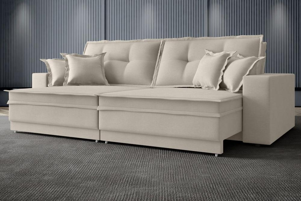 Sofá Palermo 2,20m Retrátil e Reclinável Velosuede Areia - NETSOFAS Sofá Palermo 2,20m Retrátil e Reclinável Velosuede Areia - NETSOFAS