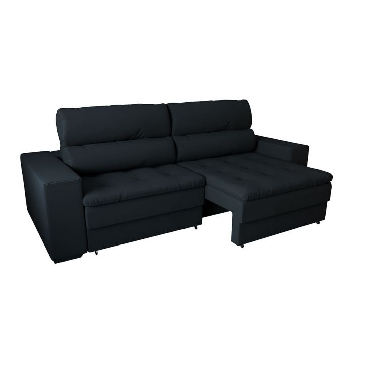 Sofá 4 Lugares Retrátil e Reclinável Montevideo Suede Preto Sofá 4 Lugares Retrátil e Reclinável Montevideo Suede Preto