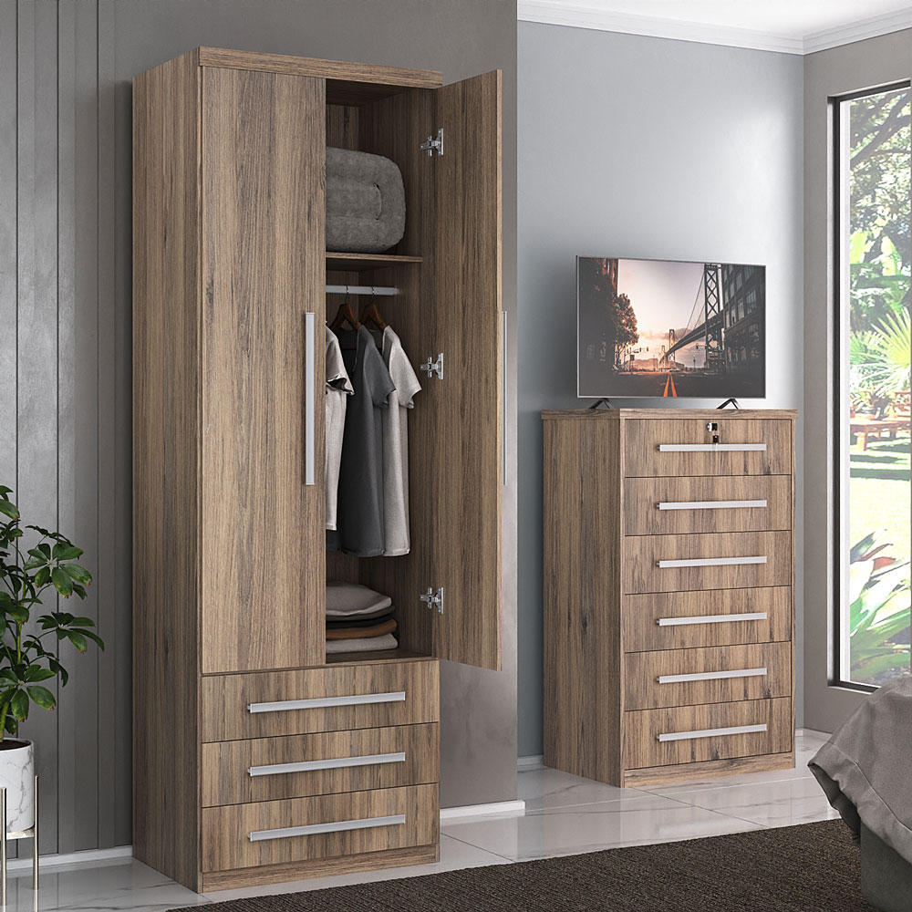 Guarda-Roupa De 2 Portas 1303 Ilan Castanho Guarda-Roupa De 2 Portas 1303 Ilan Castanho