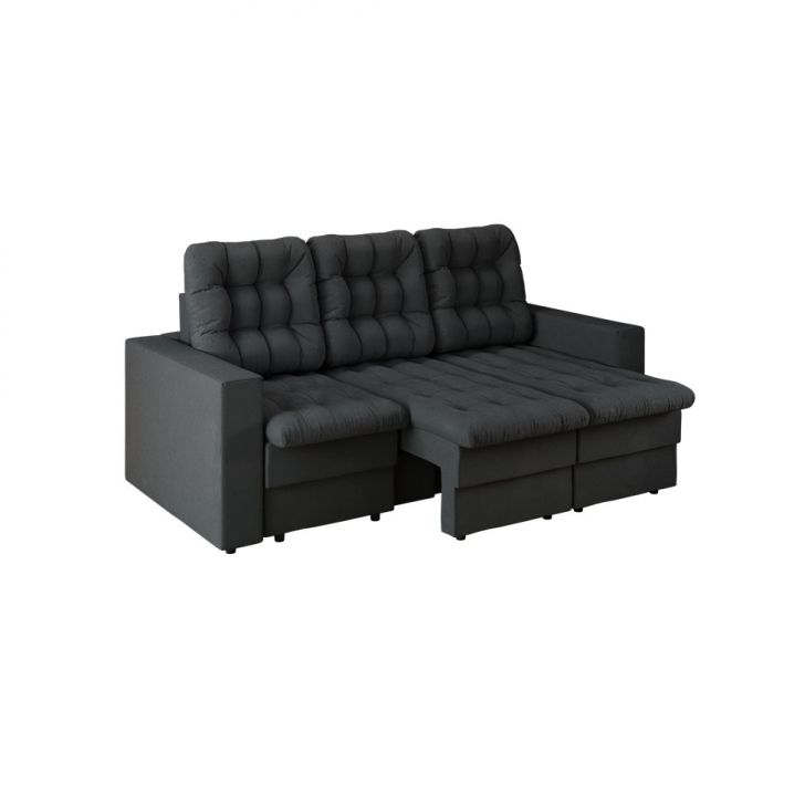 Sofá 3 Lugares Retrátil Lubeck Plush Suede Grafite 210 cm Sofá 3 Lugares Retrátil Lubeck Plush Suede Grafite 210 cm