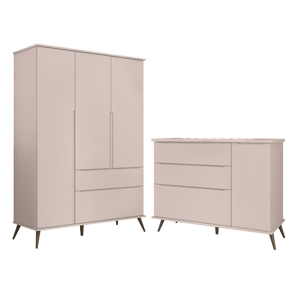 Jogo De Quarto Infantil Guarda Roupa 3 Portas e Cômoda 1 Porta 3 Gavetas 100% Mdf P04 Mel Cinza - Mpozenato Jogo De Quarto Infantil Guarda Roupa 3 Portas e Cômoda 1 Porta 3 Gavetas 100% Mdf P04 Mel Cinza - Mpozenato