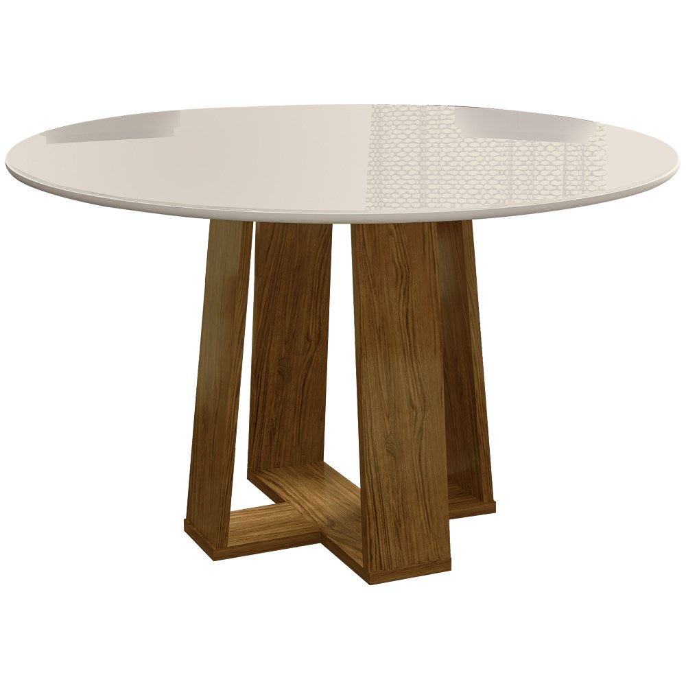 Mesa De Jantar Redonda 6 Lugares 135cm Ella N02 Ypê/Off White - Mpozenato Mesa De Jantar Redonda 6 Lugares 135cm Ella N02 Ypê/Off White - Mpozenato