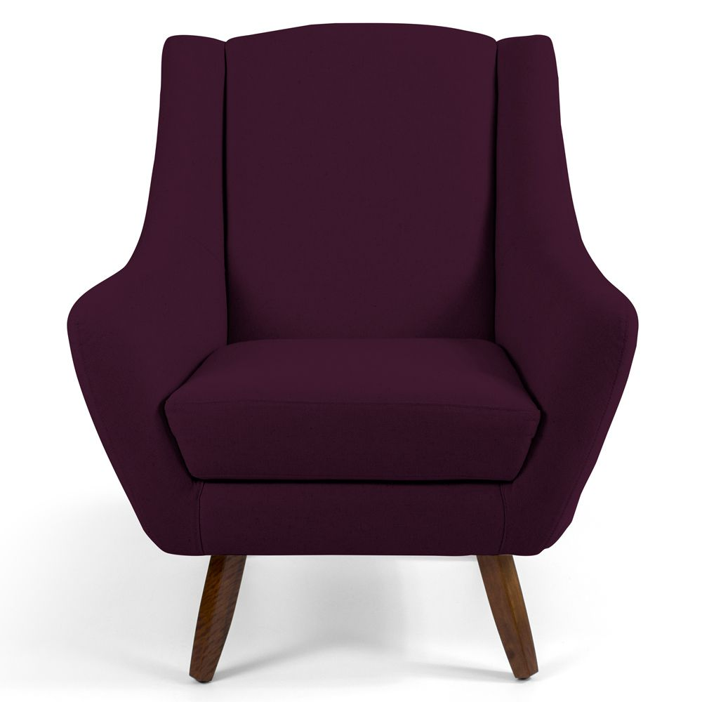Poltrona Decorativa Sala de Estar Pés de Madeira Naomi Veludo Roxo Grape G15 - Gran Belo Poltrona Decorativa Sala de Estar Pés de Madeira Naomi Veludo Roxo Grape G15 - Gran Belo