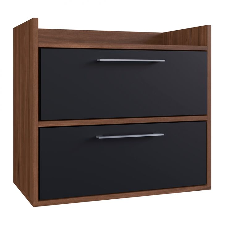 Gabinete de Banheiro Bob 2 PT Preto e Madeirado Gabinete de Banheiro Bob 2 PT Preto e Madeirado