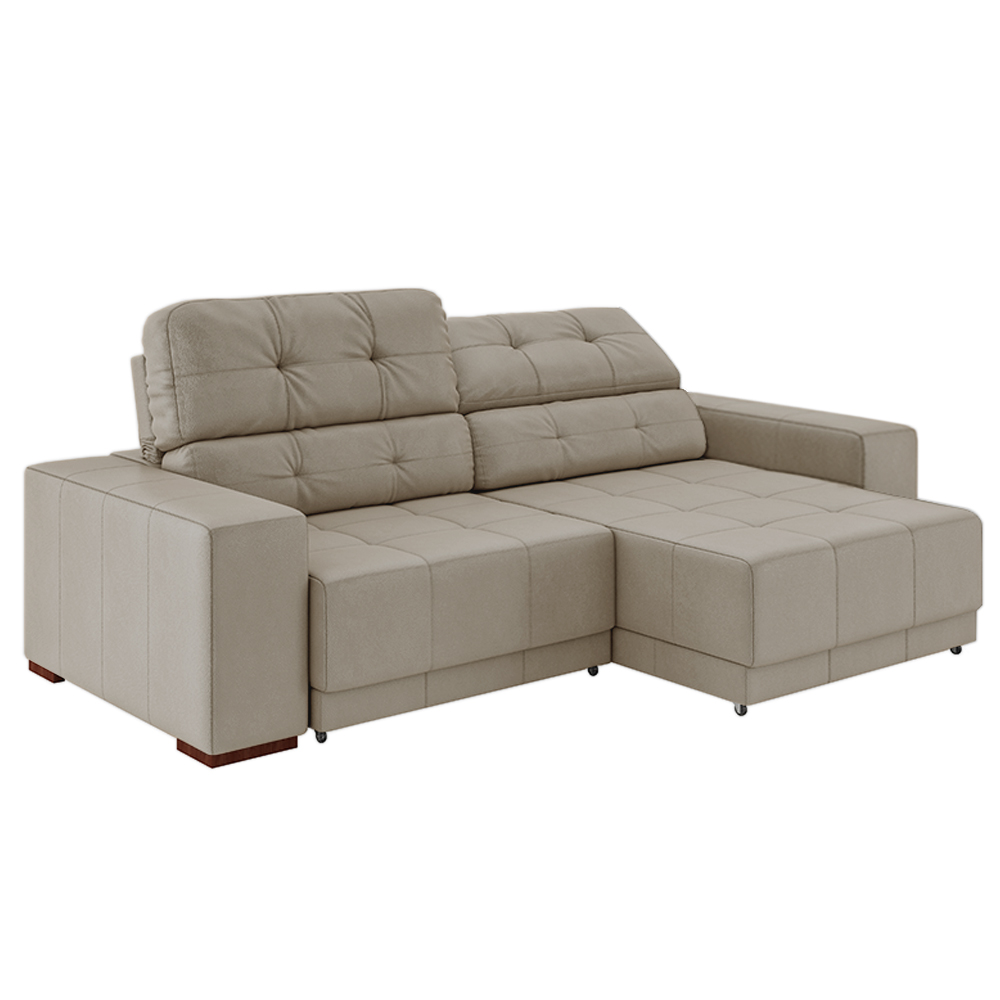 Sofá Sala de Estar Retrátil e Reclinável 3 Lugares Lisboa 210cm Couro Off White G58 - Gran Belo Sofá Sala de Estar Retrátil e Reclinável 3 Lugares Lisboa 210cm Couro Off White G58 - Gran Belo
