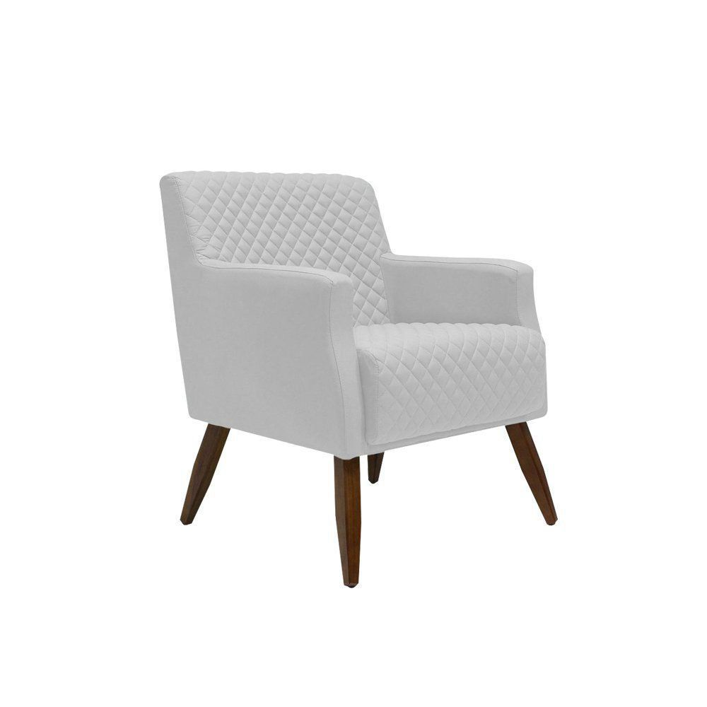 Poltrona Decorativa Nagoya Pés Madeira Corano Branco - Gran Belo Poltrona Decorativa Nagoya Pés Madeira Corano Branco - Gran Belo