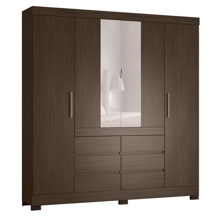 Guarda Roupa Casal - 4 Portas - Cádis - Ébano - MARROM Guarda Roupa Casal - 4 Portas - Cádis - Ébano - MARROM