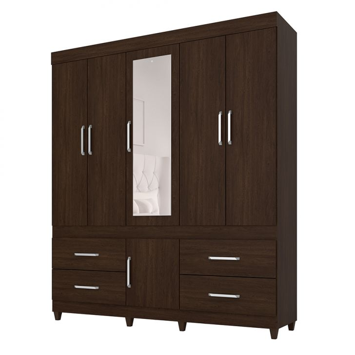 Guarda-roupa Casal Com Espelho Guarujá 6 Pt 4 Gv Ébano Guarda-roupa Casal Com Espelho Guarujá 6 Pt 4 Gv Ébano