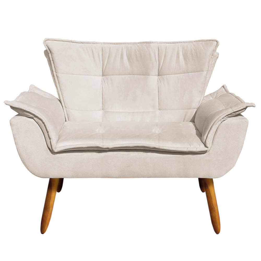 Namoradeira Opala Suede Bege Pés Palito Castanho D'Rossi Namoradeira Opala Suede Bege Pés Palito Castanho D'Rossi