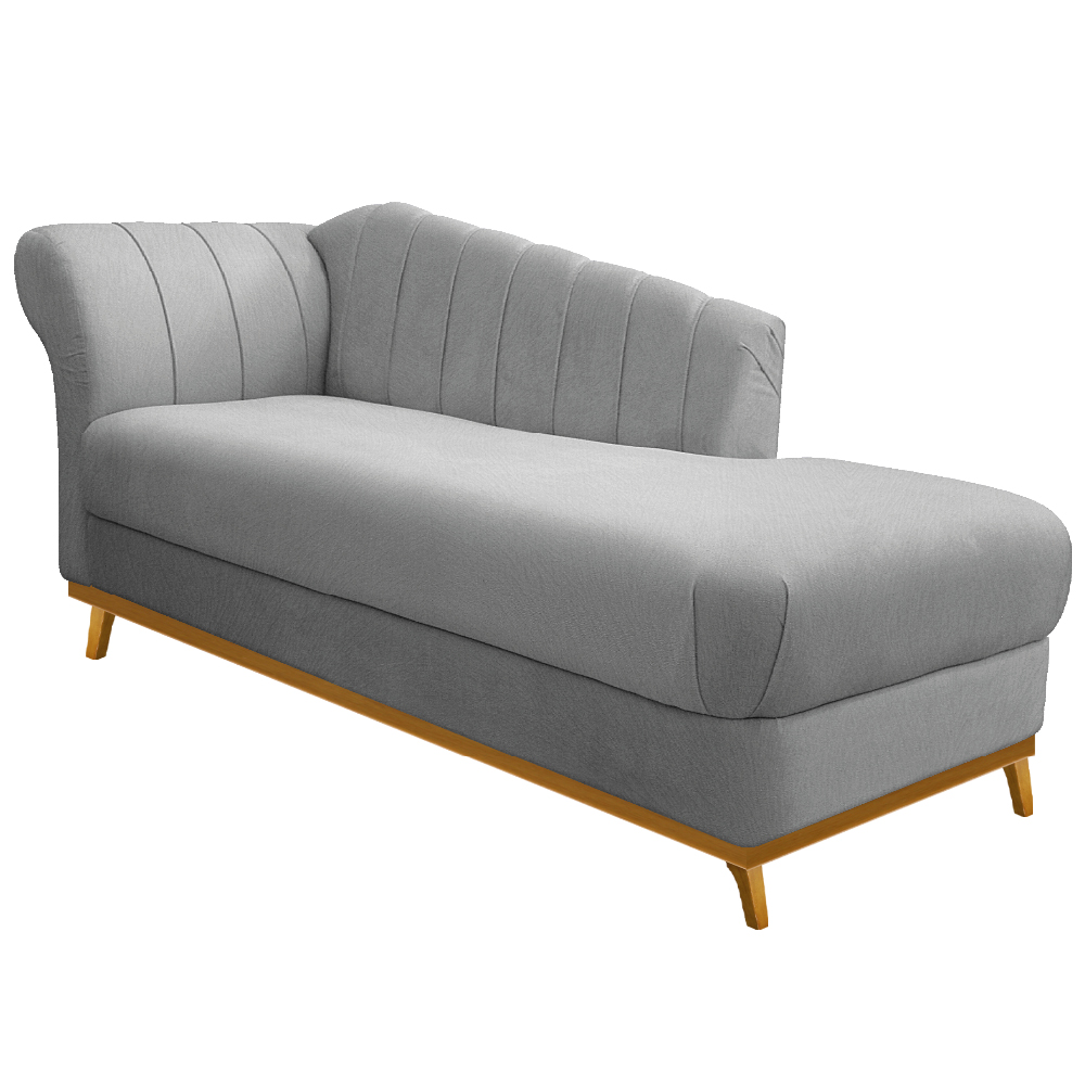 Recamier Vanessa 185cm Lado Direito Suede Cinza - Amarena Móveis Recamier Vanessa 185cm Lado Direito Suede Cinza - Amarena Móveis