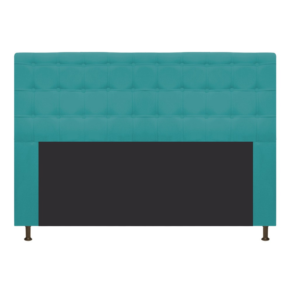Cabeceira Estofada Dama 195 cm King Size Com Botonê Suede Azul Turquesa - Amarena Móveis Cabeceira Estofada Dama 195 cm King Size Com Botonê Suede Azul Turquesa - Amarena Móveis