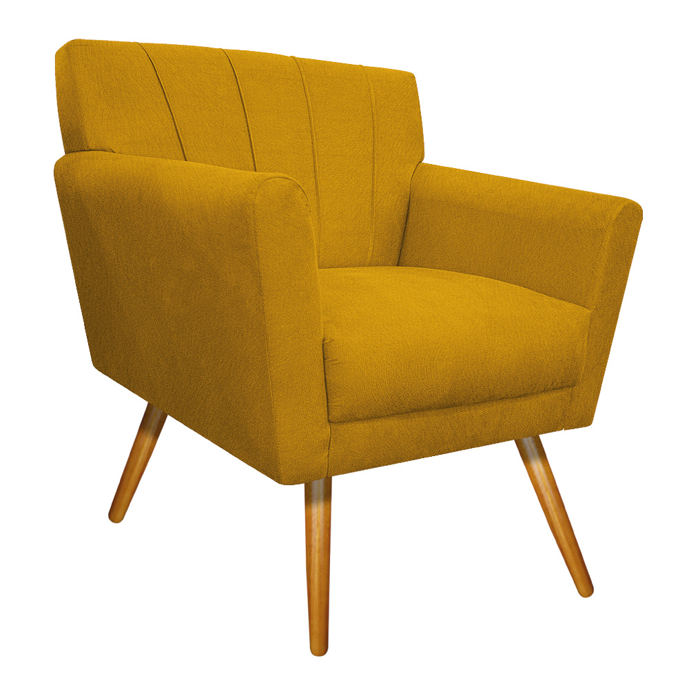 Poltrona Laura Pés Palito Mel Suede Amarelo - Amarena Móveis Poltrona Laura Pés Palito Mel Suede Amarelo - Amarena Móveis