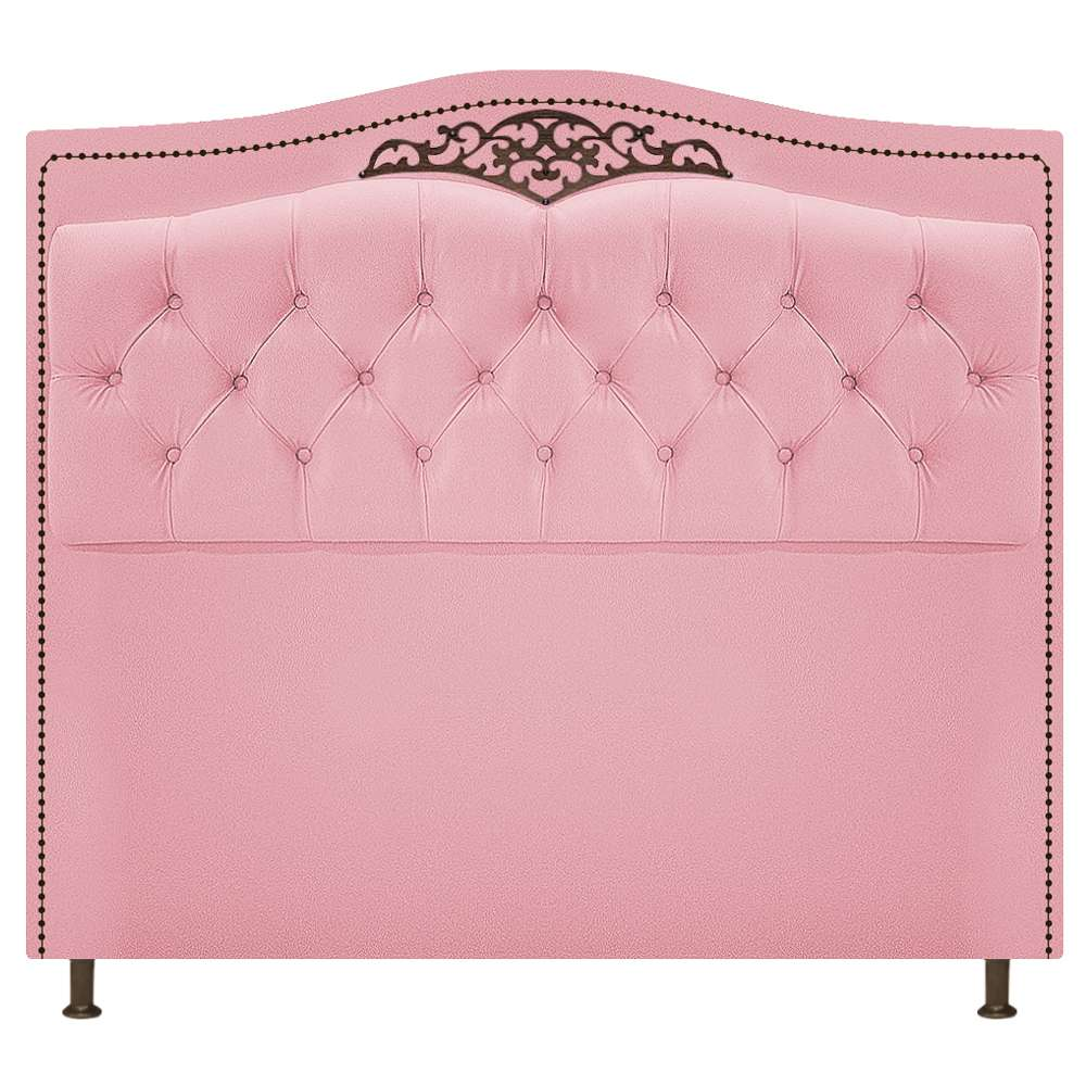Cabeceira Estofada Yasmim 140 cm Casal Suede Rosa Bebê - Amarena Móveis