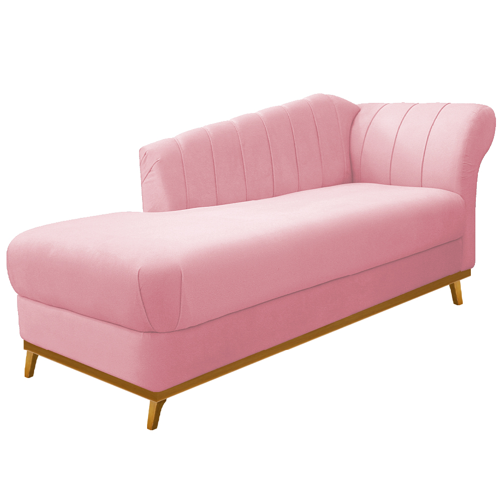 Recamier Vanessa 185cm Lado Esquerdo Suede Rosa Bebê - Amarena Móveis Recamier Vanessa 185cm Lado Esquerdo Suede Rosa Bebê - Amarena Móveis