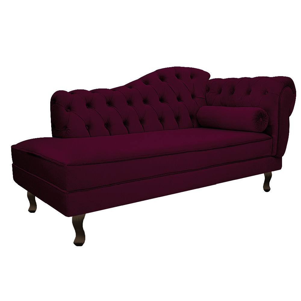Recamier Diana 185cm Lado Esquerdo Suede Bordô - Amarena Móveis Recamier Diana 185cm Lado Esquerdo Suede Bordô - Amarena Móveis