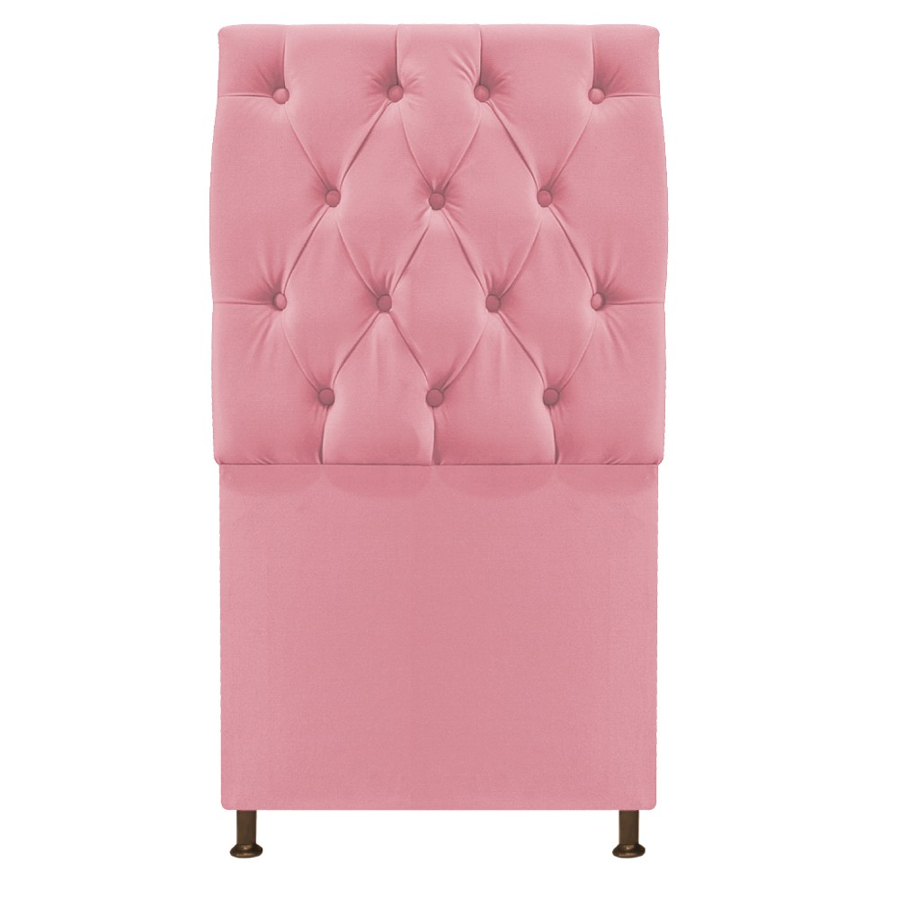 Cabeceira Sofia 90 cm Solteiro Suede Rosa Bebê - Amarena Móveis Cabeceira Sofia 90 cm Solteiro Suede Rosa Bebê - Amarena Móveis