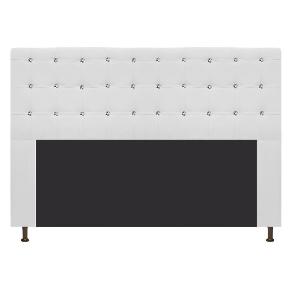 Cabeceira Estofada Dama 140 cm Casal Com Strass Suede Branco - Amarena Móveis Cabeceira Estofada Dama 140 cm Casal Com Strass Suede Branco - Amarena Móveis