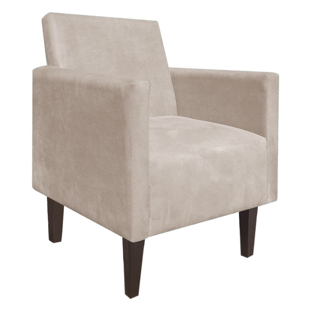 Poltrona Jade Suede Bege Pés Chanfrado Tabaco D'Rossi Poltrona Jade Suede Bege Pés Chanfrado Tabaco D'Rossi