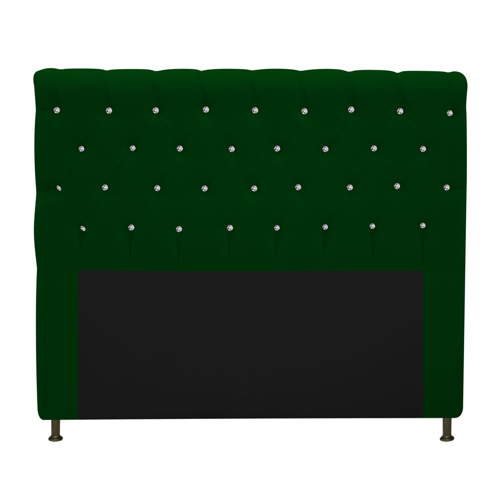 Cabeceira Estofada Cristal 160 cm Queen Size Com Strass Suede Verde - Amarena Móveis Cabeceira Estofada Cristal 160 cm Queen Size Com Strass Suede Verde - Amarena Móveis